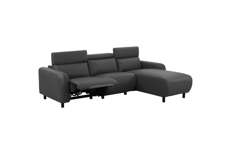Reclinersoffa med hörn Loft24 Skaane Reclinersoffa 3-sits Grå Höger Konstläder - Möbler - Soffa - Biosoffa & reclinersoffa