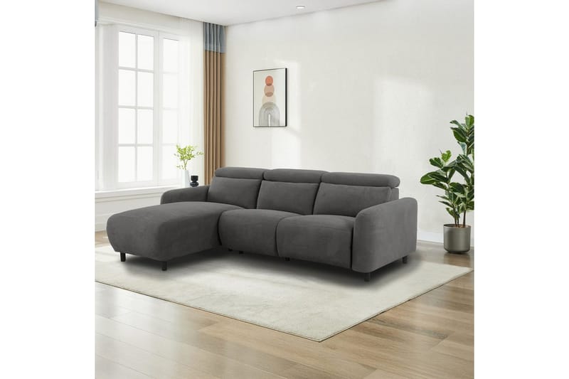Reclinersoffa med hörn Loft24 Skaane Reclinersoffa 3-sits Grå Höger Manchester - Möbler - Soffa - Biosoffa & reclinersoffa