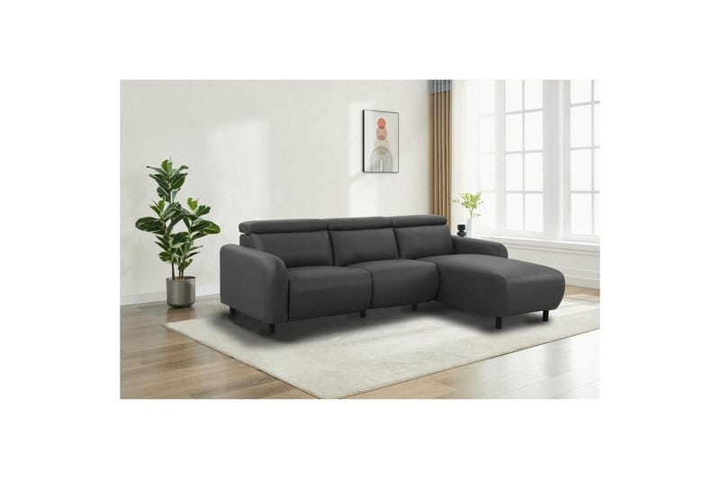 Reclinersoffa med hörn Loft24 Skaane Reclinersoffa 3-sits Grey1 Artificial leather - Möbler - Soffa - Biosoffa & reclinersoffa