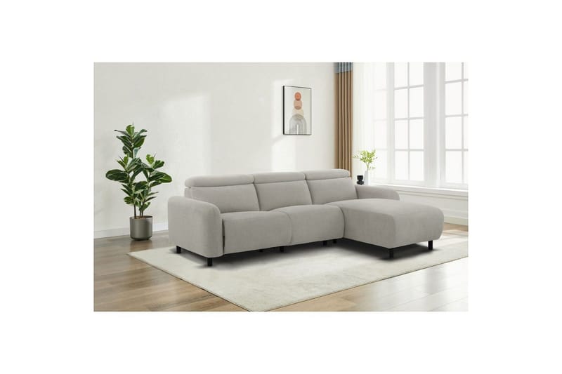 Reclinersoffa med hörn Loft24 Skaane Reclinersoffa 3-sits Grey1 Belfast fabric - Möbler - Soffa - Biosoffa & reclinersoffa