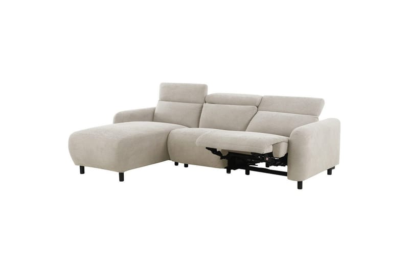 Reclinersoffa med hörn Loft24 Skaane Reclinersoffa 3-sits White Belfast fabric - Möbler - Soffa - Biosoffa & reclinersoffa
