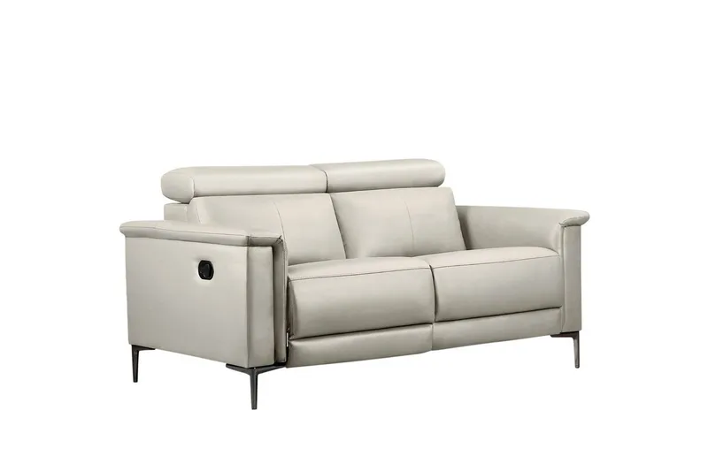 Reclinersoffa utan hörn Loft24 2-sitssoffa Lund Kräm, Läder/PU, Manuell vilstol Cream White - Möbler - Soffa - Skinnsoffor