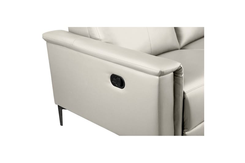 Reclinersoffa utan hörn Loft24 2-sitssoffa Lund Kräm, Läder/PU, Manuell vilstol Cream White - Möbler - Soffa - Skinnsoffor