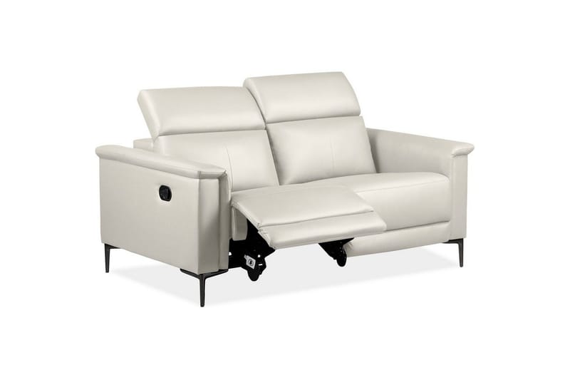 Reclinersoffa utan hörn Loft24 2-sitssoffa Lund Kräm, Läder/PU, Manuell vilstol Cream White - Möbler - Soffa - Skinnsoffor