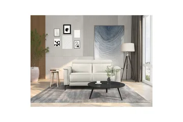 Reclinersoffa utan hörn Loft24 2-sitssoffa Lund Kräm, Läder/PU, Manuell vilstol Cream White - Möbler - Soffa - Skinnsoffor