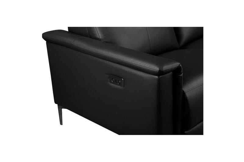 Reclinersoffa utan hörn Loft24 2-sitssoffa Lund Svart, Läder/PU, Elektrisk vilstol Svart, Graphite Grey - Möbler - Soffa - Skinnsoffor