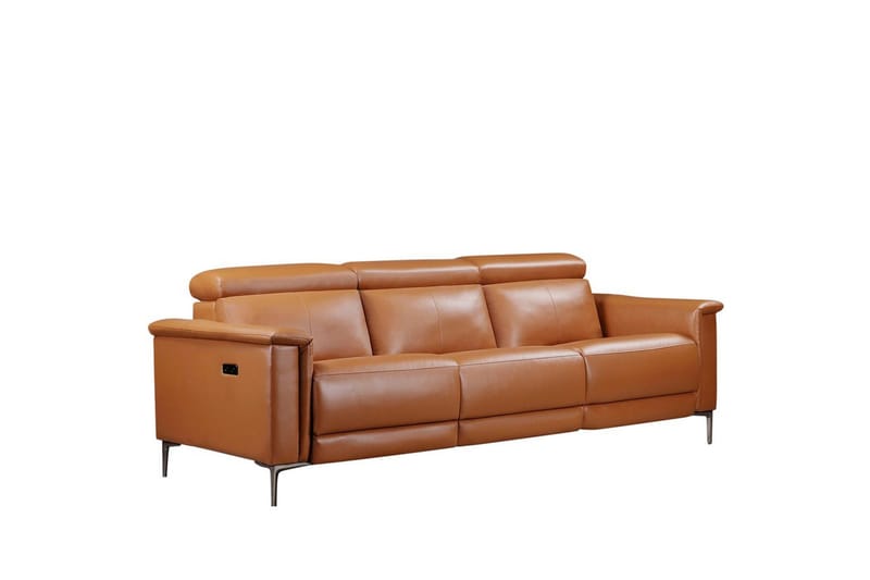 Reclinersoffa utan hörn Loft24 3-sitssoffa Lund Cognac Brun,Grå, undefined