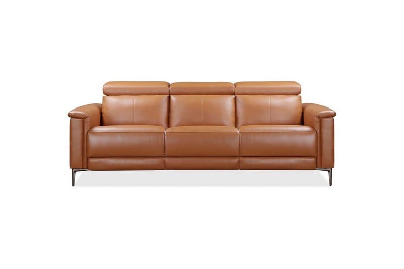 Reclinersoffa utan hörn Loft24 3-sitssoffa Lund Cognac Brun,Grå - Möbler - Soffa - 3 sits soffa