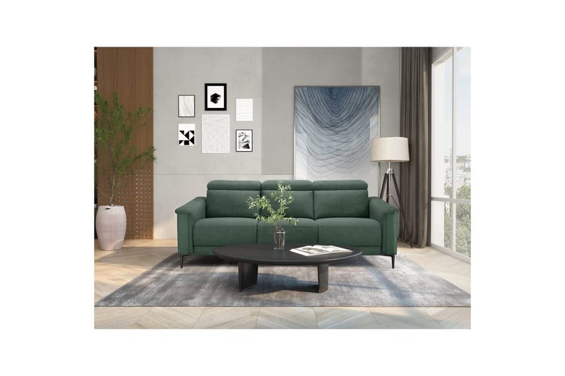 Reclinersoffa utan hörn Loft24 3-sitssoffa Lund Dark Green - Möbler - Soffa - 3 sits soffa