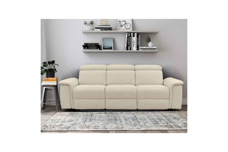 Reclinersoffa utan hörn Loft24 3-sitssoffa Rayland Vit - Möbler - Soffa - 3 sits soffa