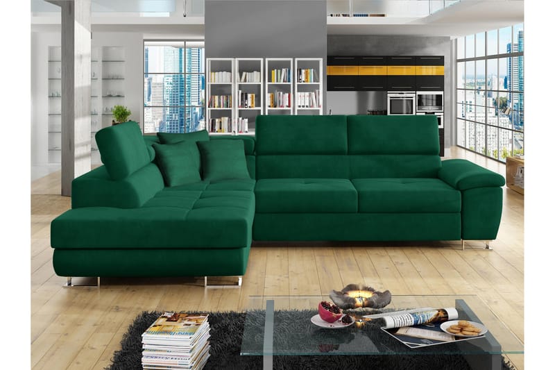 Reginia Bäddsoffa m. Schäslong 3-sits - Grön - Möbler - Soffa - Bäddsoffa