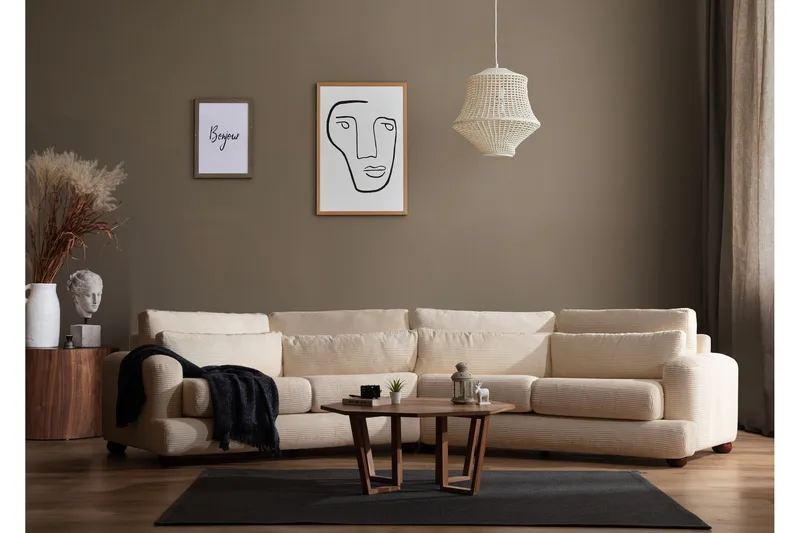 Relento Svängd Soffa 4-sits - Beige - Möbler - Soffa - 4 sits soffa