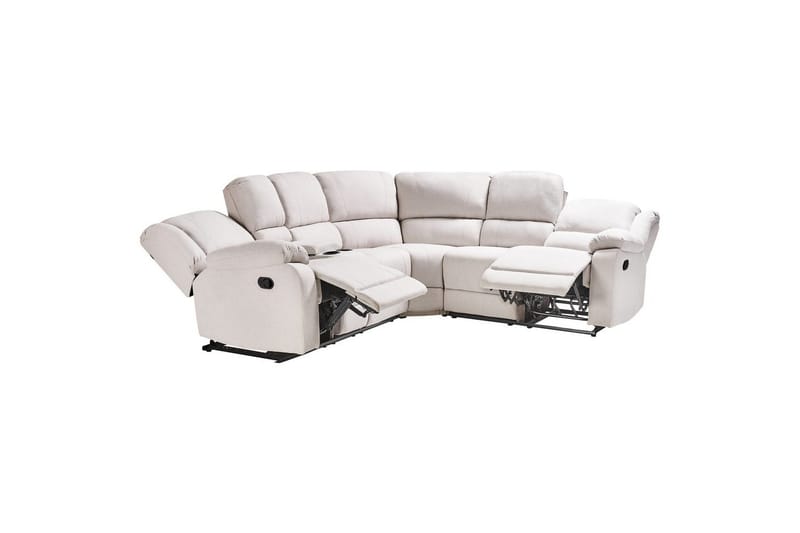 Rokke 4-sits L-formad Hörnsoffa 229 cm med Förvaring och Recliner i Tyg, Beige