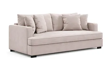 Rossita 3-sits Djup Sammetsoffa med hel dyna - Beige - Möbler - Soffa - Sammetssoffa