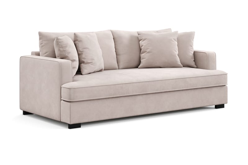 Rossita 3-sits Djup Sammetsoffa med hel dyna - Beige - Möbler - Soffa - Sammetssoffa