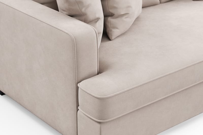 Rossita 3-sits Djup Sammetsoffa med hel dyna - Beige - Möbler - Soffa - Sammetssoffa