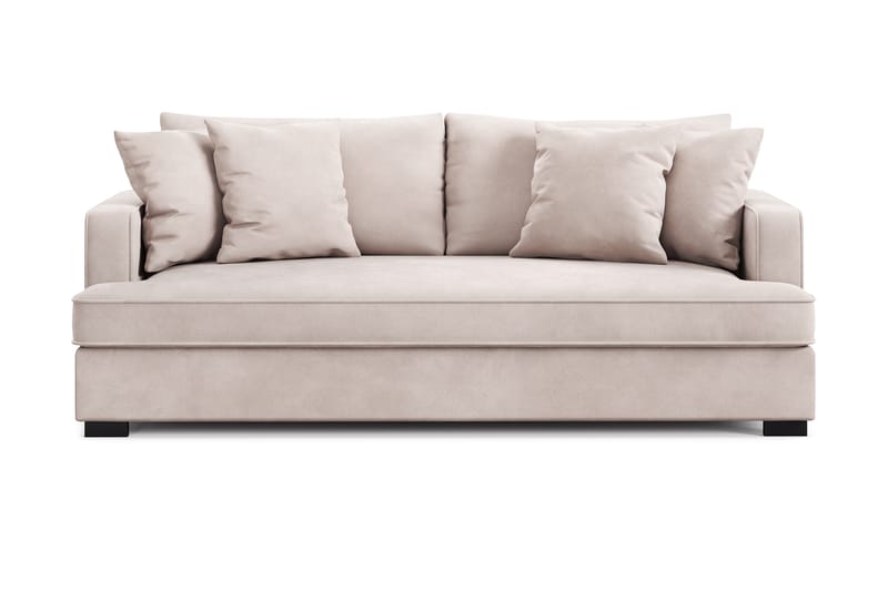 Rossita 3-sits Djup Sammetsoffa med hel dyna - Beige - Möbler - Soffa - Sammetssoffa
