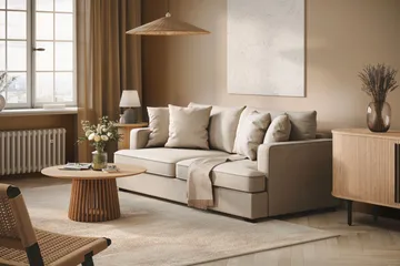 Rossita 3-sits Djup Soffa i Bouclé - Beige - Möbler - Soffa - 3 sits soffa