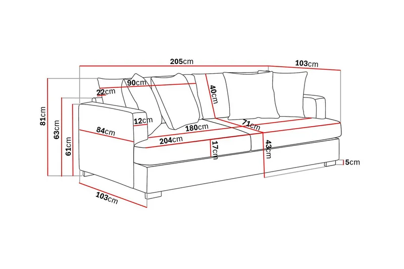 Rossita 3-sits Djup Soffa i Chenille - Ljus Grå - Möbler - Soffa - 3 sits soffa