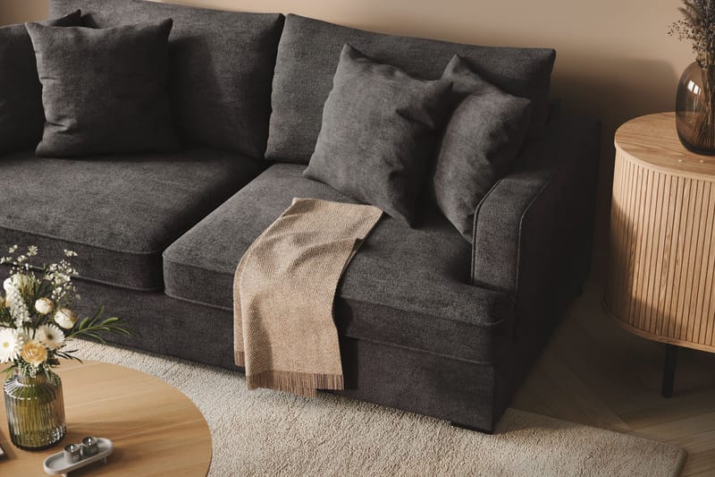 Rossita 3-sits Djup Soffa i Chenille - Trenza 01, Svart Chenille - Möbler - Soffa - 3 sits soffa