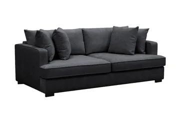 Rossita 3-sits Djup Soffa i Chenille - Trenza 01, Svart Chenille - Möbler - Soffa - 3 sits soffa