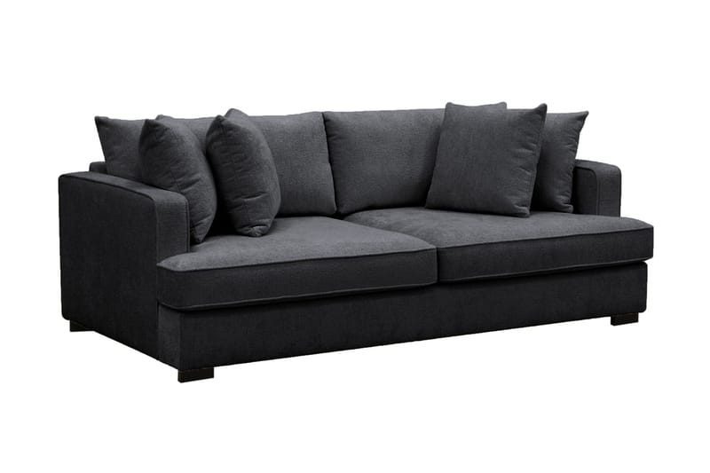 Rossita 3-sits Djup Soffa i Chenille - Trenza 01, Svart Chenille - Möbler - Soffa - 3 sits soffa