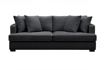 Rossita 3-sits Djup Soffa i Chenille - Trenza 01, Svart Chenille - Möbler - Soffa - 3 sits soffa