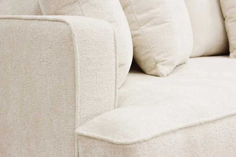 Rossita 3-sits Djup Soffa i Chenille - Trenza 06, Beige Chenille - Möbler - Soffa - 3 sits soffa
