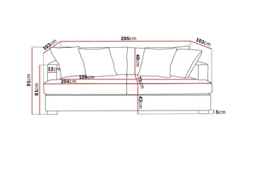 Rossita 3-sits Djup Soffa i Manchester - Mörkgrön - Möbler - Soffa - 3 sits soffa