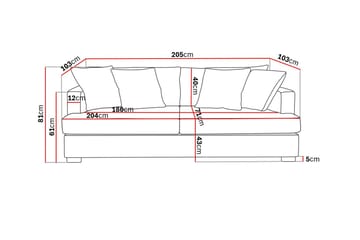 Rossita 3-sits Djup Soffa i Tyg - Beige - Möbler - Soffa - 3 sits soffa