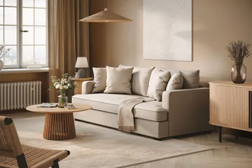 Rossita 3-sits Djup Soffa med Hel dyna i Bouclé - Beige - Möbler - Soffa - 3 sits soffa