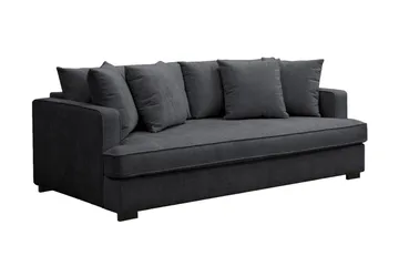 Rossita 3-sits Djup Soffa med hel dyna i Chenille - Trenza 01, Svart Chenille - Möbler - Soffa - 3 sits soffa