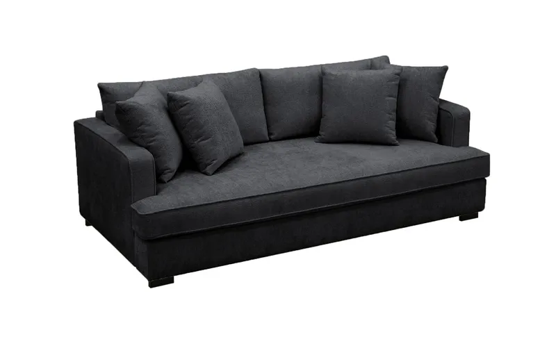 Rossita 3-sits Djup Soffa med hel dyna i Chenille - Trenza 01, Svart Chenille - Möbler - Soffa - 3 sits soffa