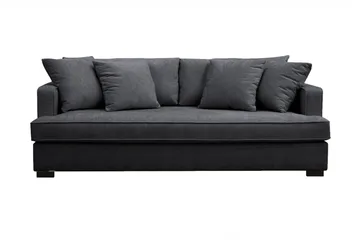 Rossita 3-sits Djup Soffa med hel dyna i Chenille - Trenza 01, Svart Chenille - Möbler - Soffa - 3 sits soffa