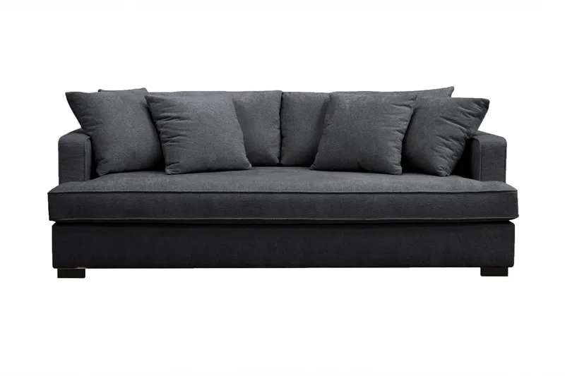 Rossita 3-sits Djup Soffa med hel dyna i Chenille - Trenza 01, Svart Chenille - Möbler - Soffa - 3 sits soffa