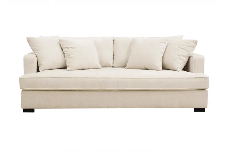 Rossita 3-sits Djup Soffa med hel dyna i Chenille, Trenza 06, Beige Chenille