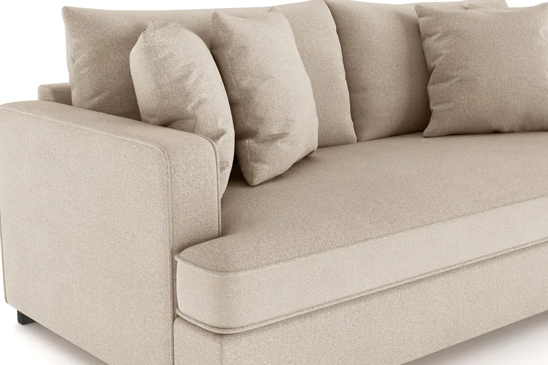 Rossita 3-sits Djup Soffa med hel dyna i Tyg - Beige - Möbler - Soffa - 3 sits soffa