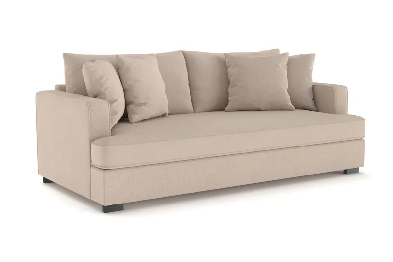 Rossita 3-sits Djup Soffa med hel dyna i Tyg - Beige - Möbler - Soffa - 3 sits soffa