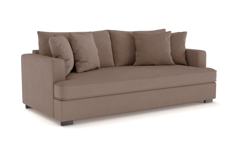 Rossita 3-sits Djup Soffa med hel dyna i Tyg - Brun - Möbler - Soffa - 3 sits soffa