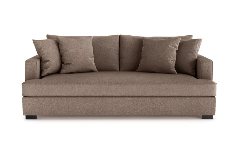 Rossita 3-sits Djup Soffa med hel dyna i Tyg, Brun