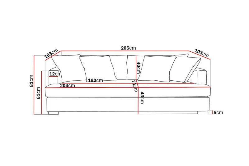Rossita 3-sits Djup Tygsoffa med hel dyna - Beige - Möbler - Soffa - 3 sits soffa