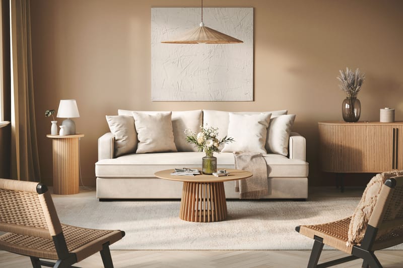 Rossita 3-sits Djup Tygsoffa med hel dyna - Beige - Möbler - Soffa - 3 sits soffa