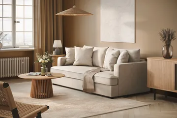 Rossita 3-sits Djup Tygsoffa med hel dyna - Beige - Möbler - Soffa - 3 sits soffa