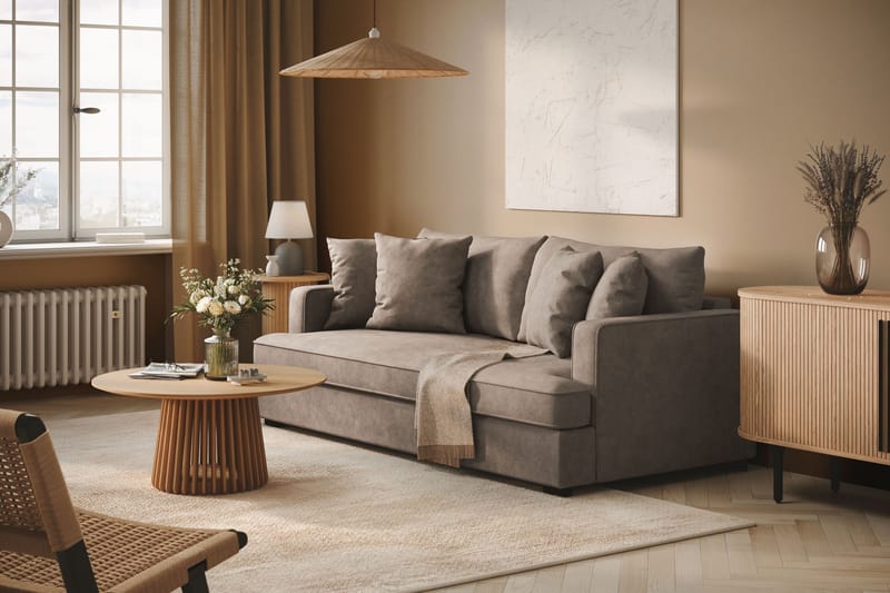 Rossita 3-sits Djup Tygsoffa med hel dyna - Brun - Möbler - Soffa - 3 sits soffa