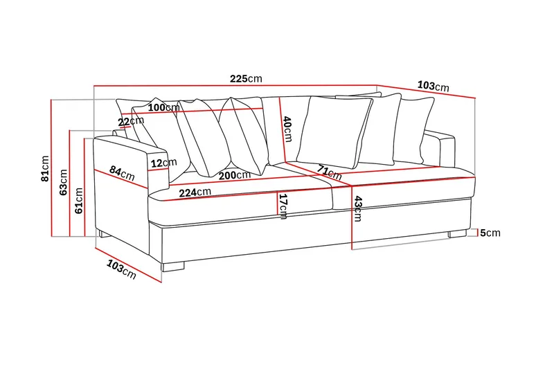 Rossita 4-sits Djup Soffa i Manchester - Mörkgrå - Möbler - Soffa - Sammetssoffa