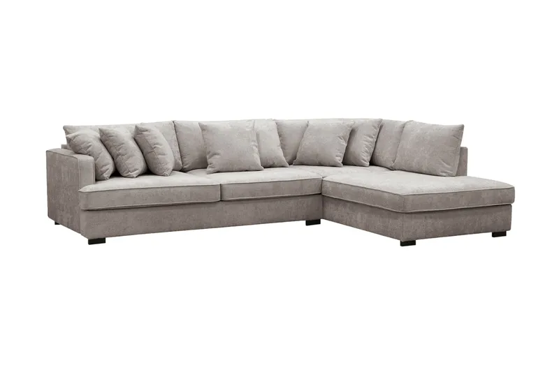 Rossita 4-sits Högervänd L-formad Djup Schäslongsoffa i Chenille - Grå / Brun - Möbler - Soffa - Divansoffor & schäslongsoffa