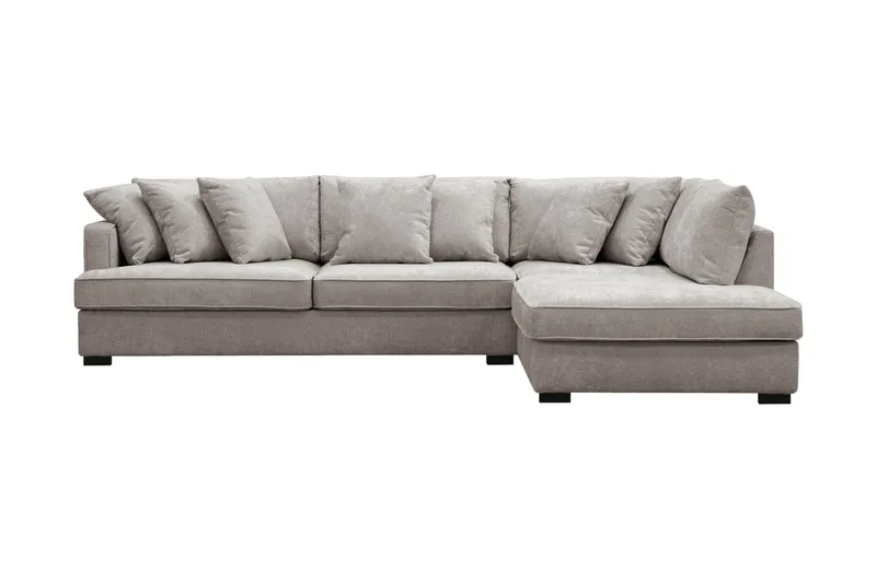 Rossita 4-sits Högervänd L-formad Djup Schäslongsoffa i Chenille - Grå / Brun - Möbler - Soffa - Divansoffor & schäslongsoffa