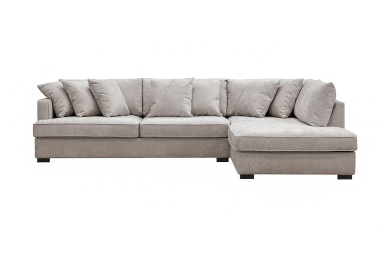 Rossita 4-sits Högervänd L-formad Djup Schäslongsoffa i Chenille - Grå / Brun - Möbler - Soffa - Divansoffor & schäslongsoffa