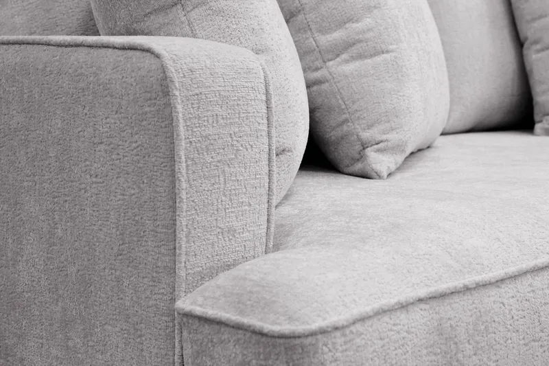 Rossita 4-sits Högervänd L-formad Djup Schäslongsoffa i Chenille - Grå - Möbler - Soffa - Divansoffor & schäslongsoffa