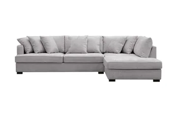 Rossita 4-sits Högervänd L-formad Djup Schäslongsoffa i Chenille - Trenza 03, Grå Chenille - Möbler - Soffa - Divansoffor & schäslongsoffa